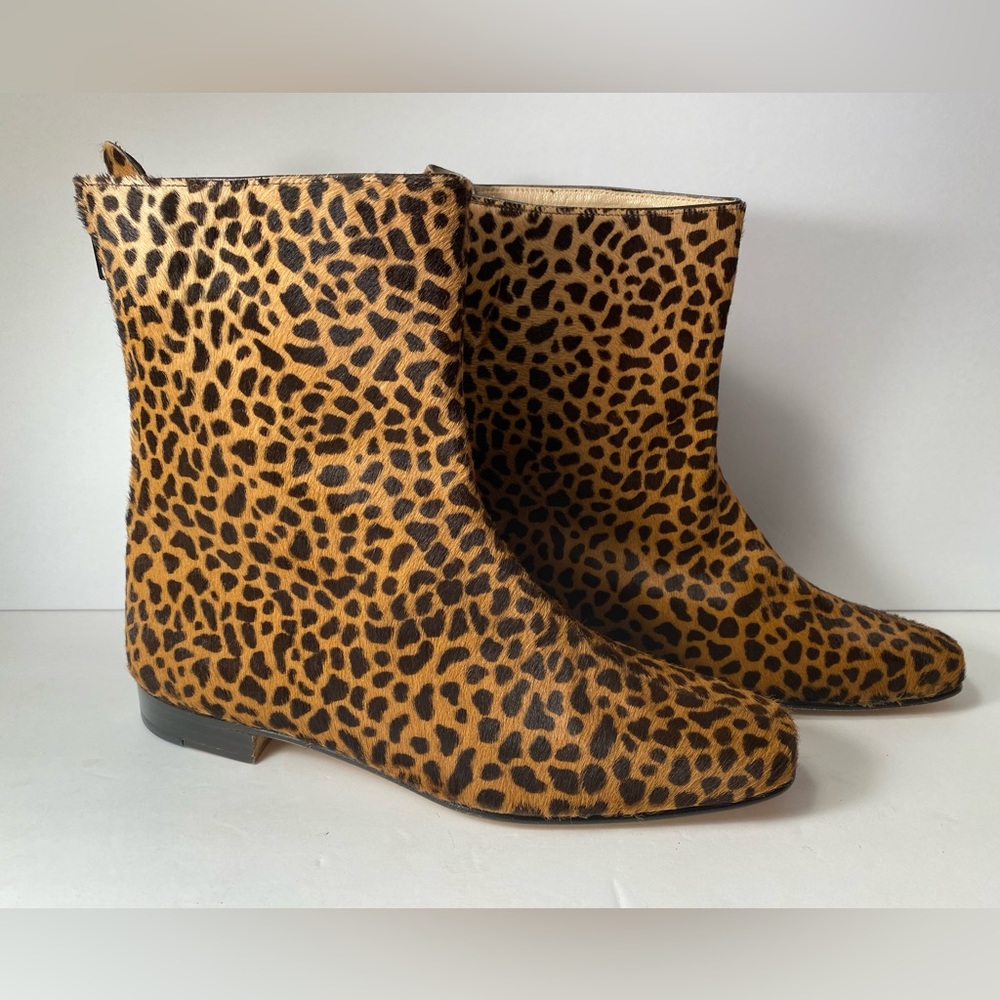 Manolo blahnik flat pony hair boots leopard 36 5.5